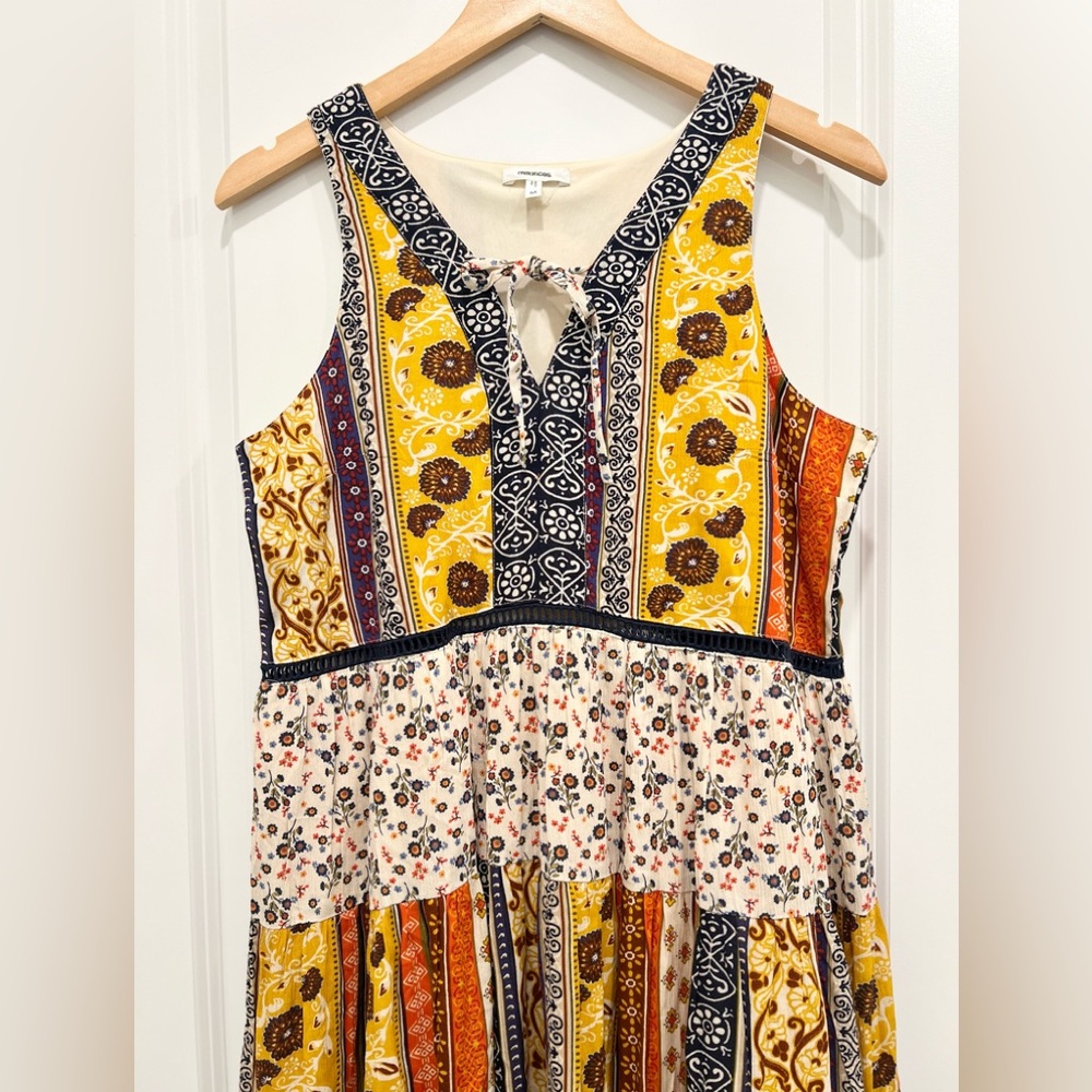 Bohemian Floral Tiered Babydoll Mini Dress - Picture 3 of 9